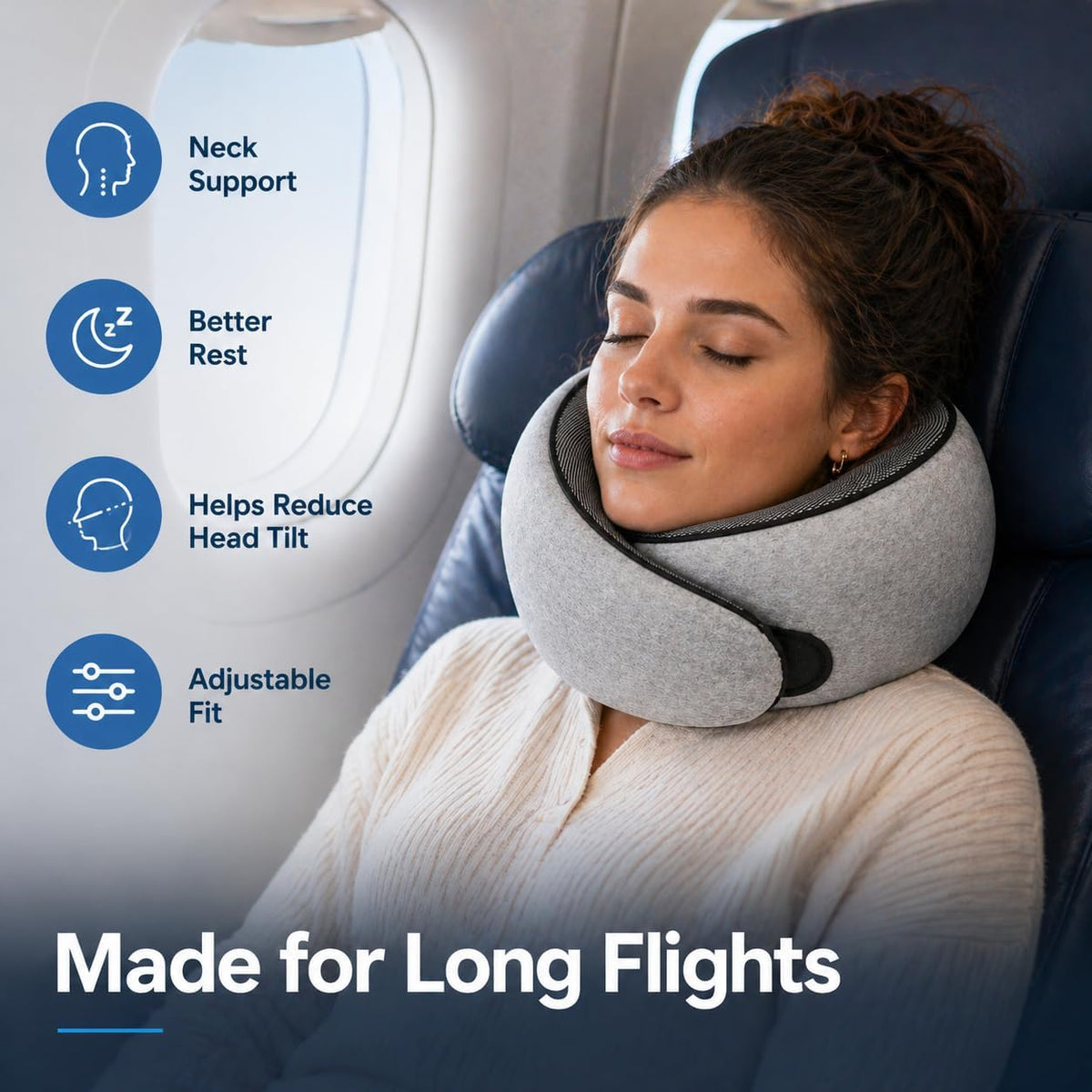 G-Shaped Memory Foam Travel Pillow – Ergonomic Neck Support for Comfortable Travel